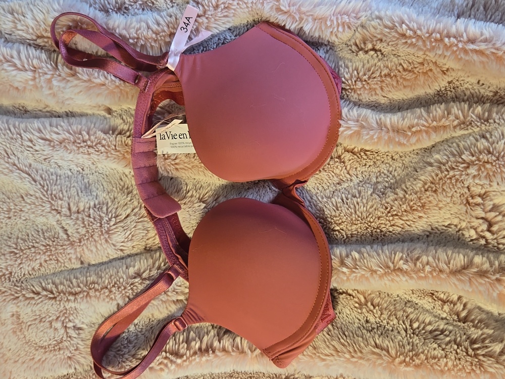 New La Vie En Rose Demi Push Up Bra 34A Rose - Picture 3 of 10